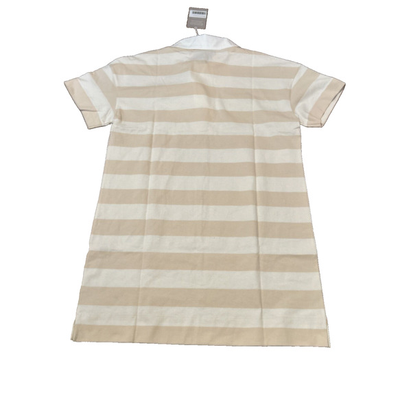 Everlane Size M Tan White Striped Short Sleeve The Organic Cotton Polo Dress NWT - Picture 2 of 7